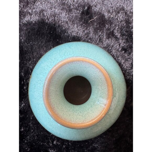 Handcrafted Ceramic Bud Vase With Glazed Finish Small Blue & Browns - Picture 4 of 5